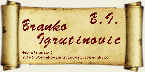 Branko Igrutinović vizit kartica
